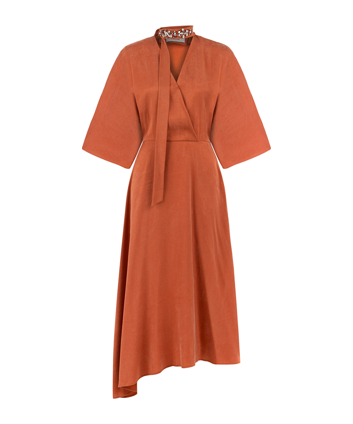 Zoomed Midi Dress with Embellished Scarf 