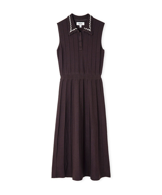 Contrast Collar Knit Dress