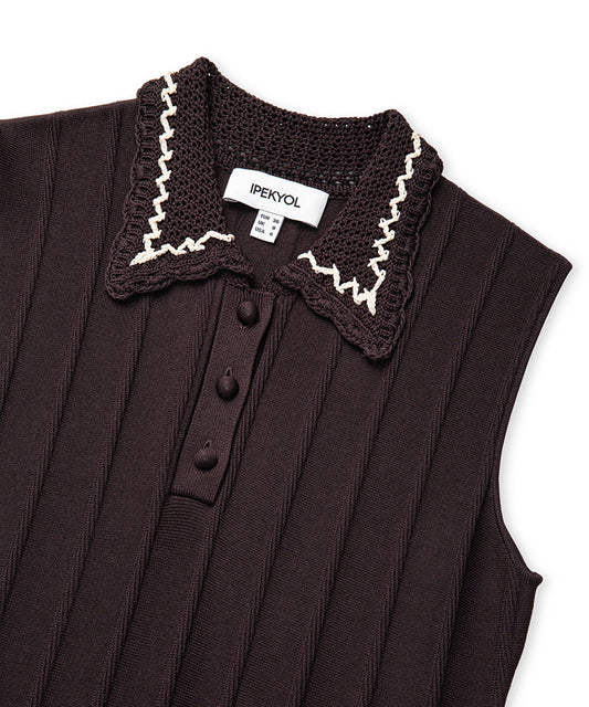 Contrast Collar Knit Dress