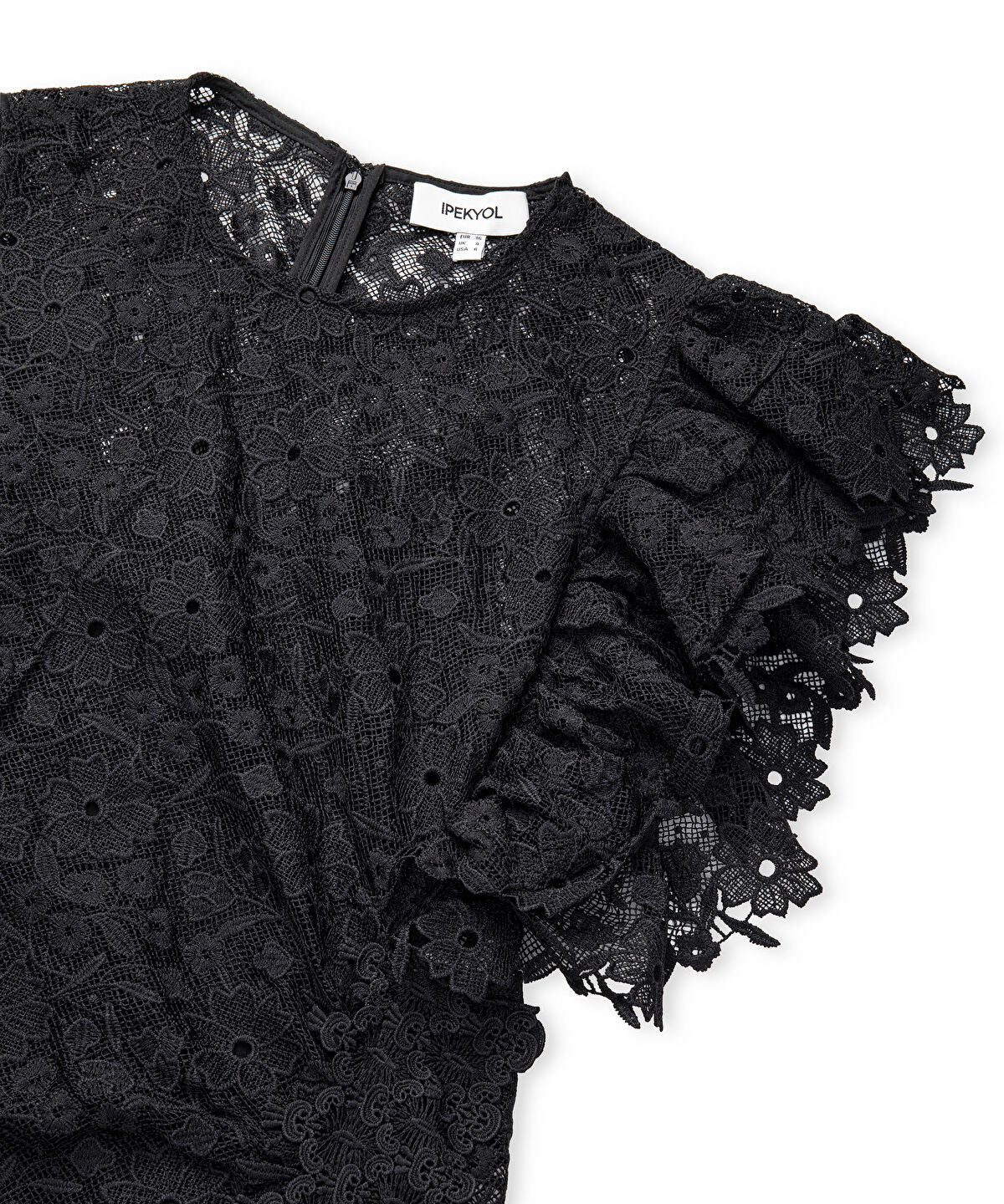 Zoomed Asymmetric Lace Midi Dress