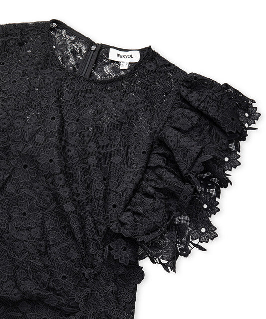 Asymmetric Lace Midi Dress