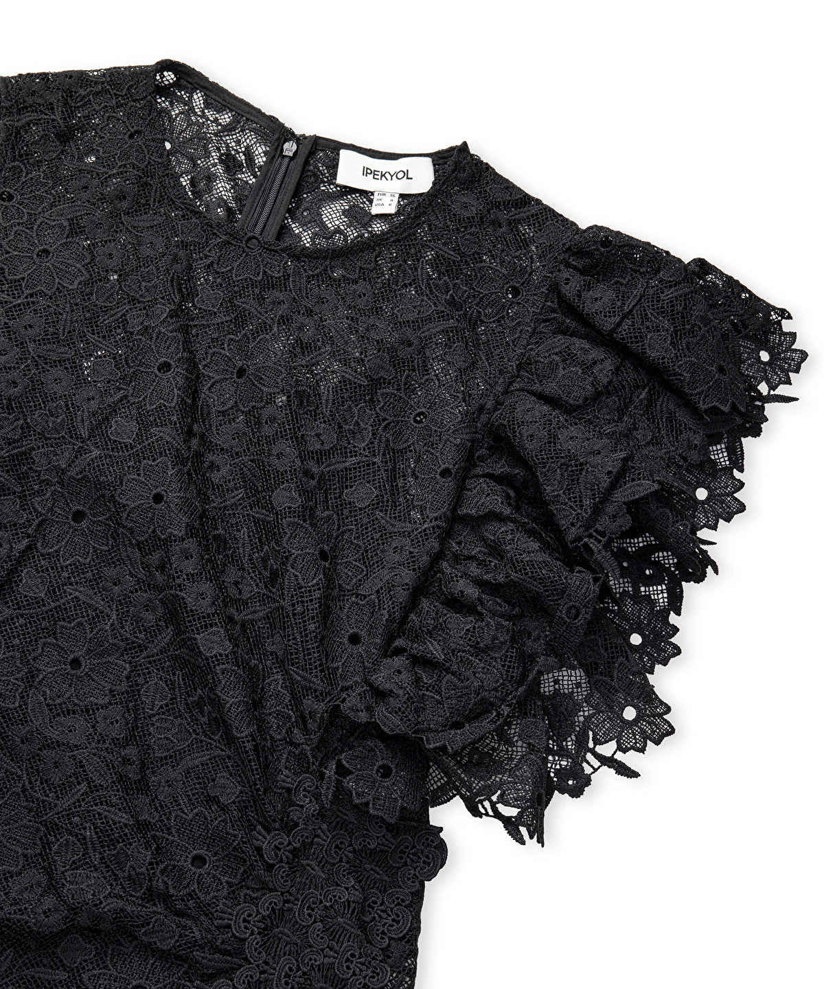 Zoomed Asymmetric Lace Midi Dress