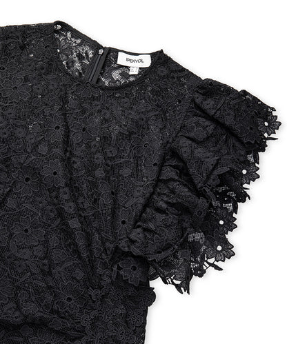 Asymmetric Lace Midi Dress