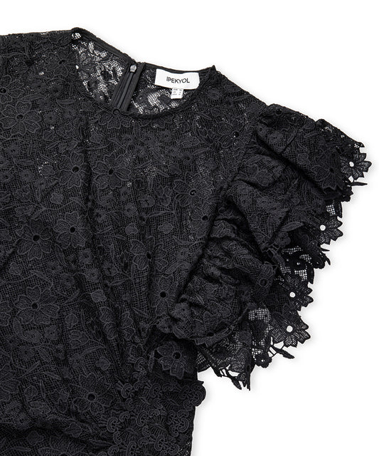 Asymmetric Lace Midi Dress