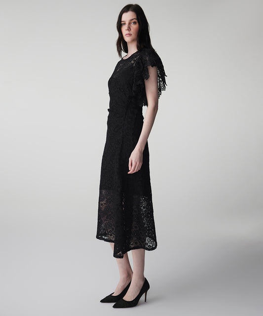 Asymmetric Lace Midi Dress