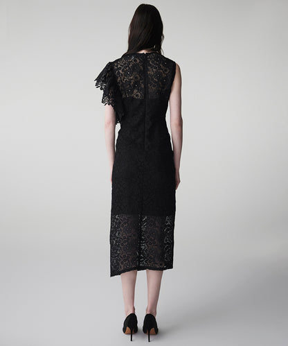 Asymmetric Lace Midi Dress