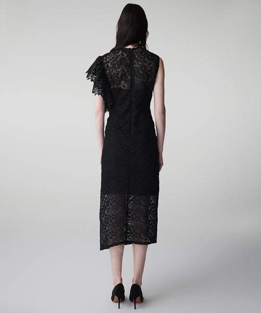 Asymmetric Lace Midi Dress