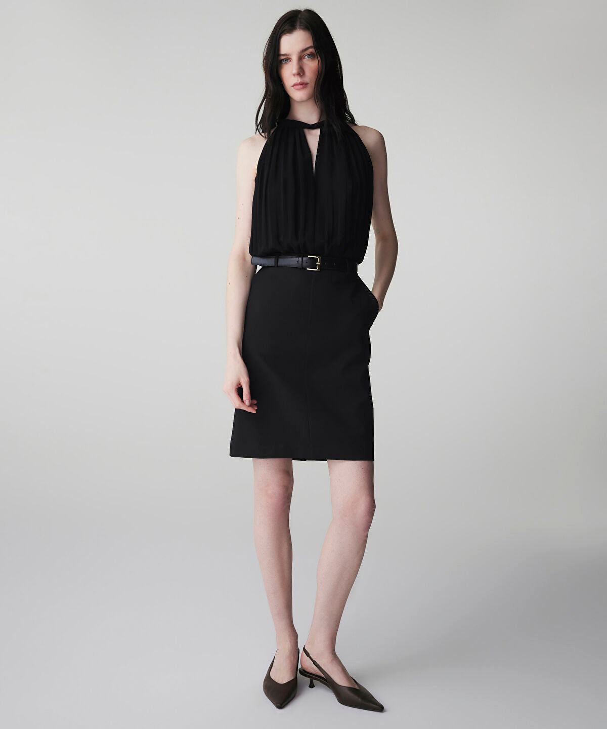 Zoomed Belted Combination Dress