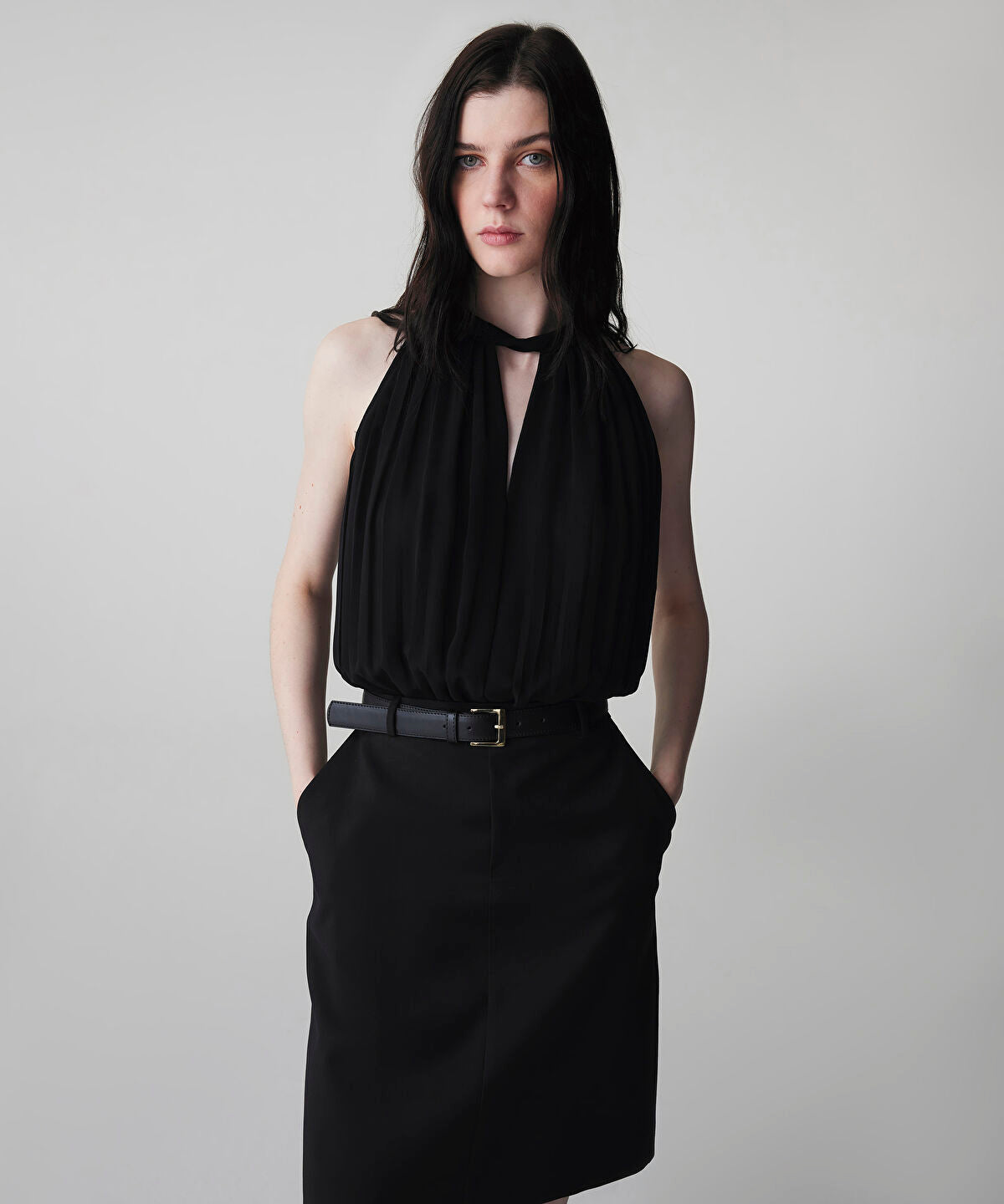 Zoomed Belted Combination Dress