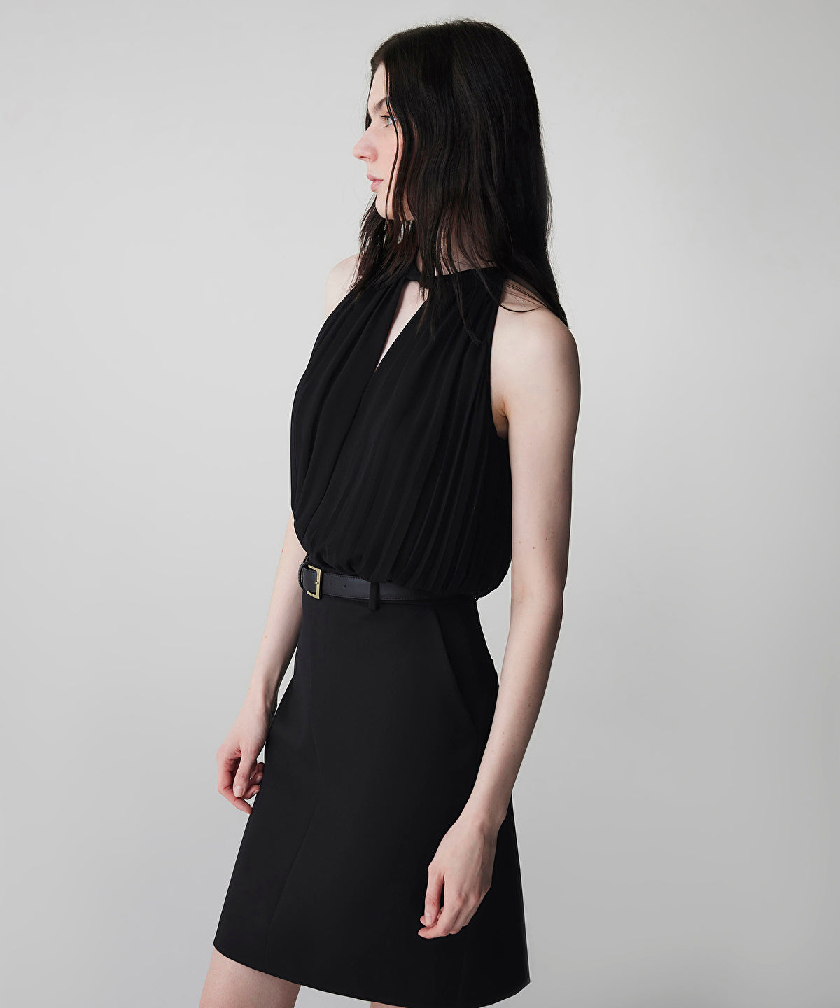 Zoomed Belted Combination Dress