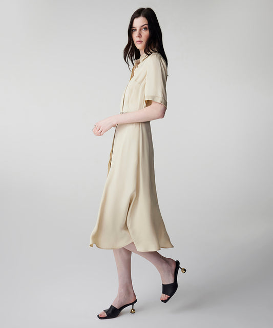 Belted Cupro Dress