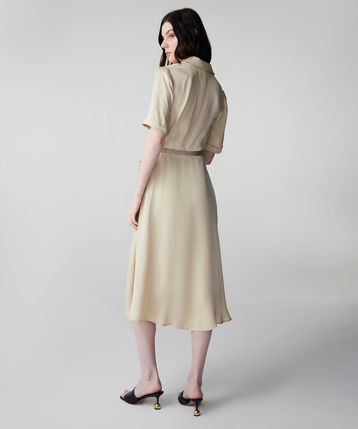 Zoomed Belted Cupro Dress