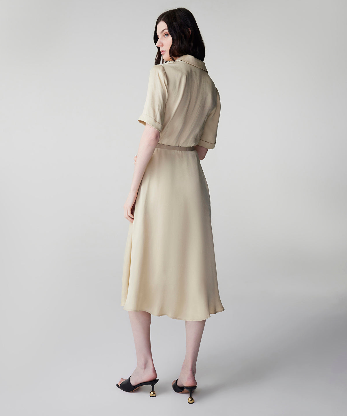 Zoomed Belted Cupro Dress