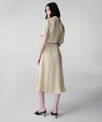 Belted Cupro Dress