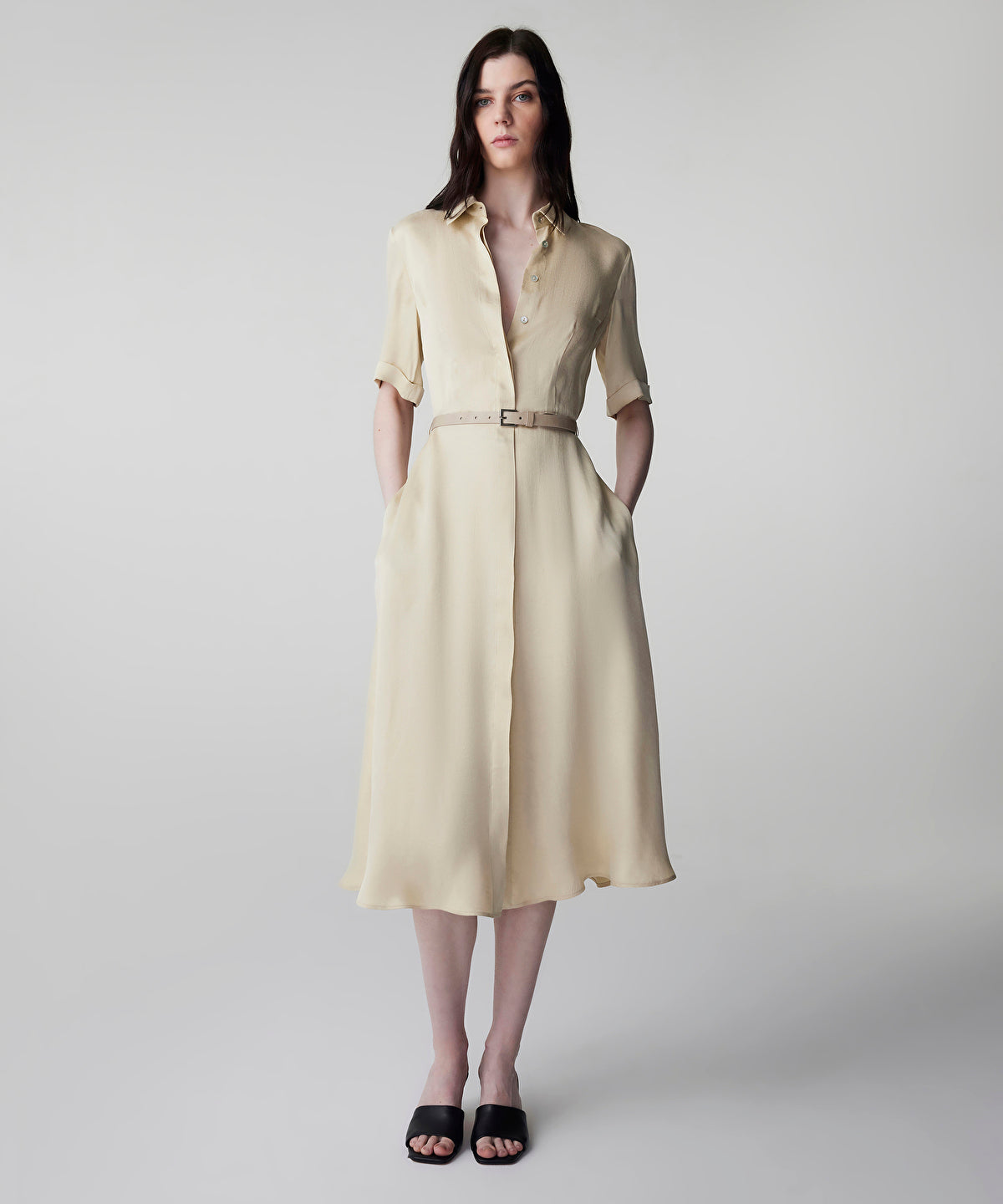 Zoomed Belted Cupro Dress