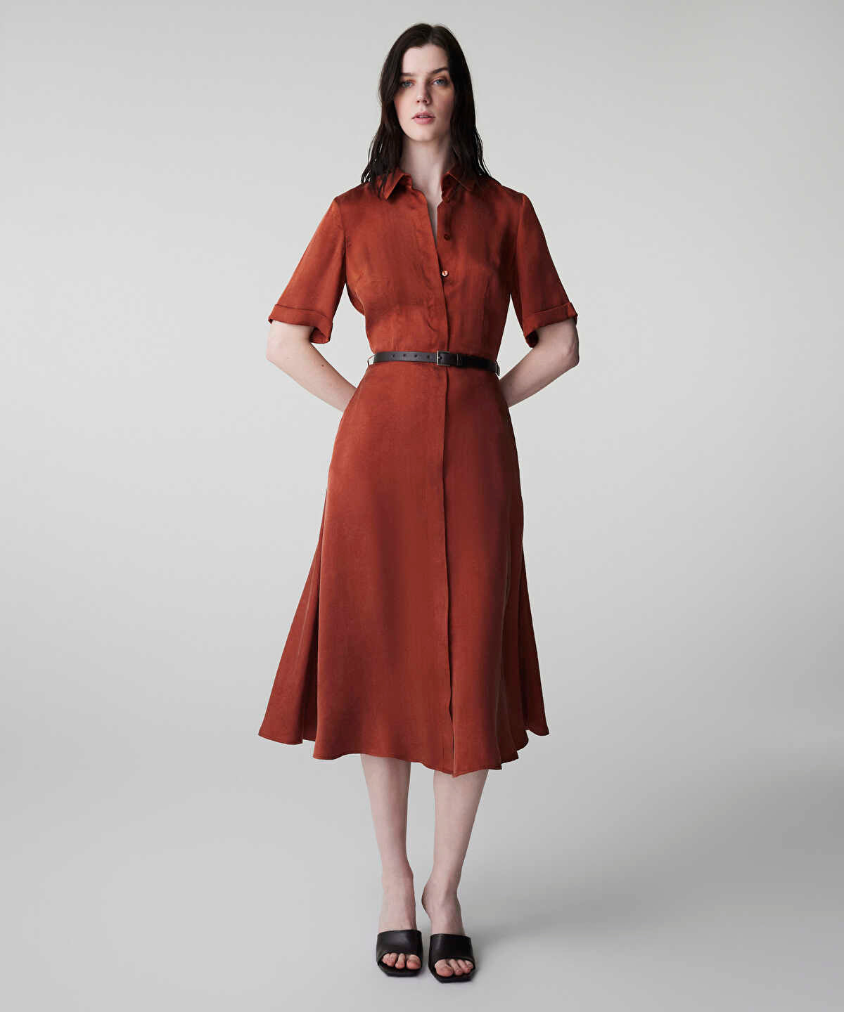 Belted Cupro Dress