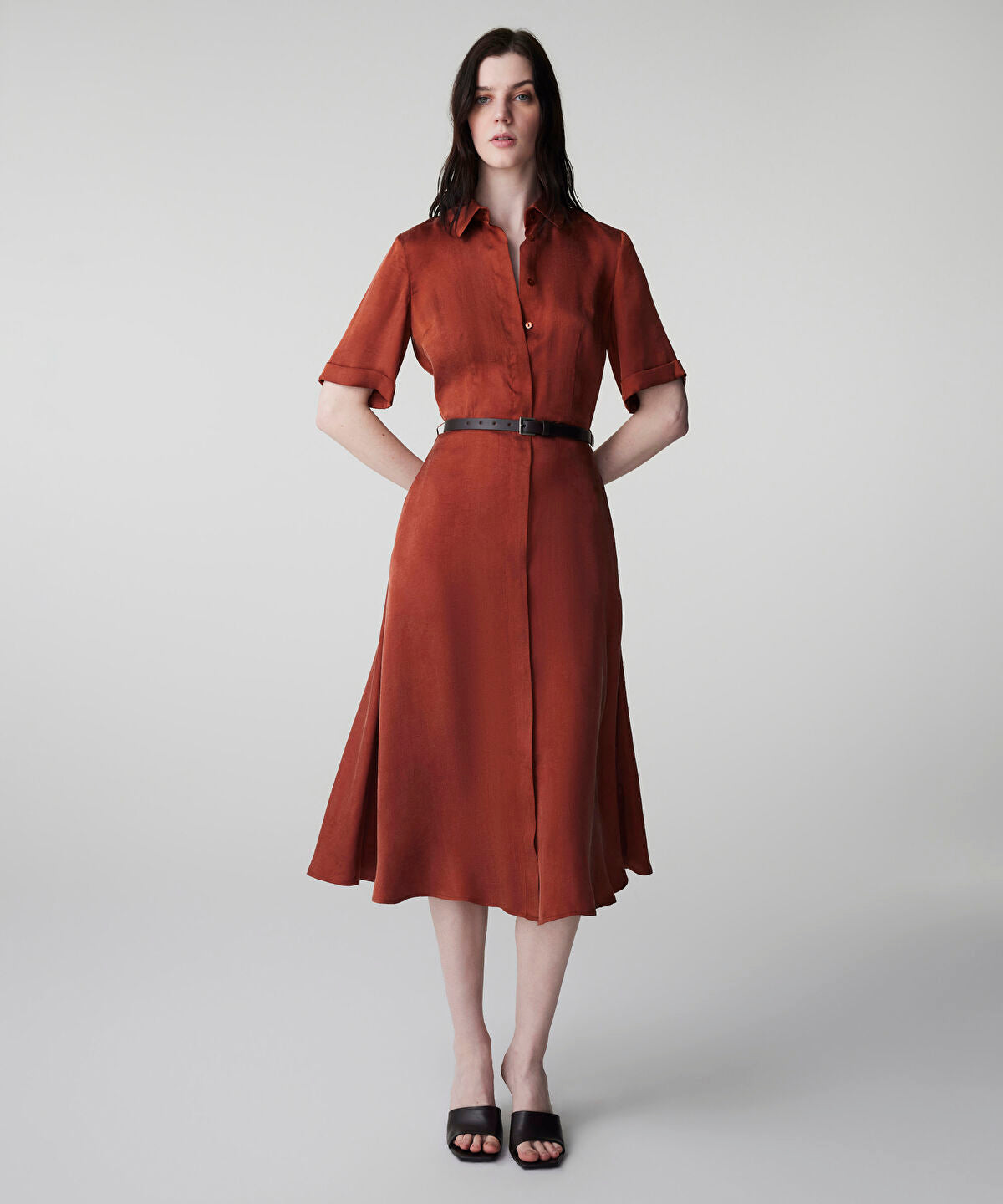 Zoomed Belted Cupro Dress