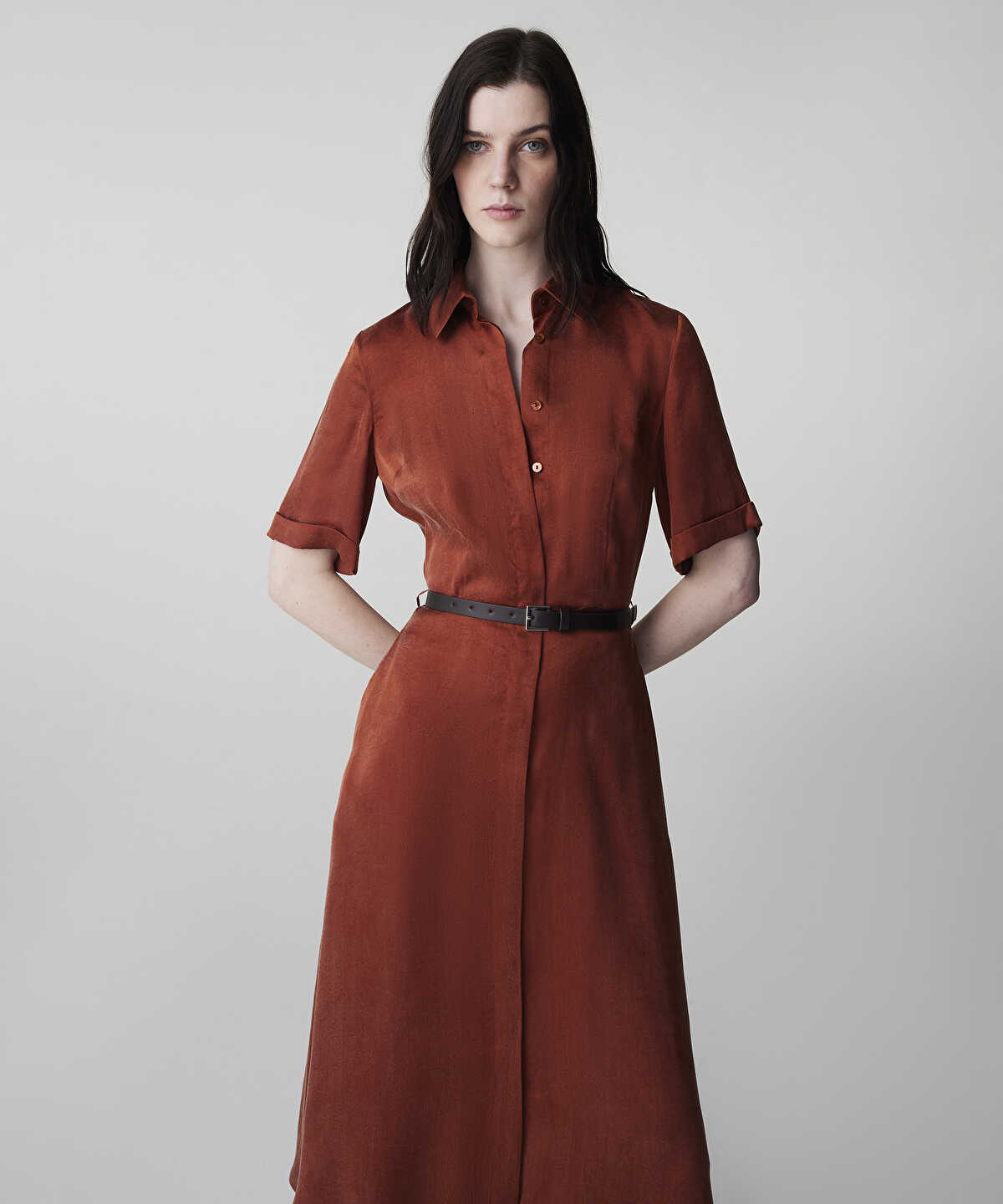 Belted Cupro Dress