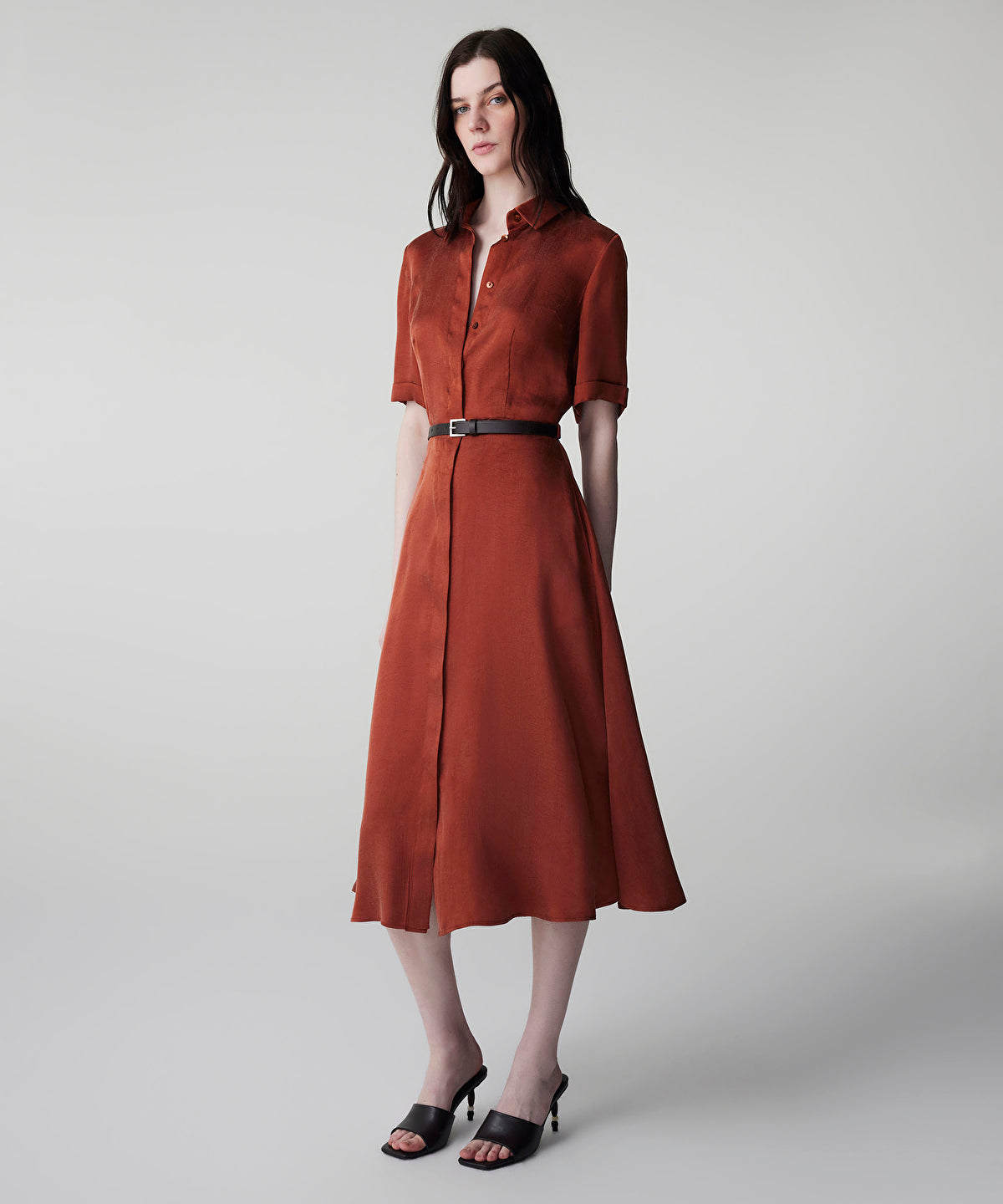 Belted Cupro Dress