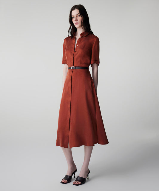 Belted Cupro Dress