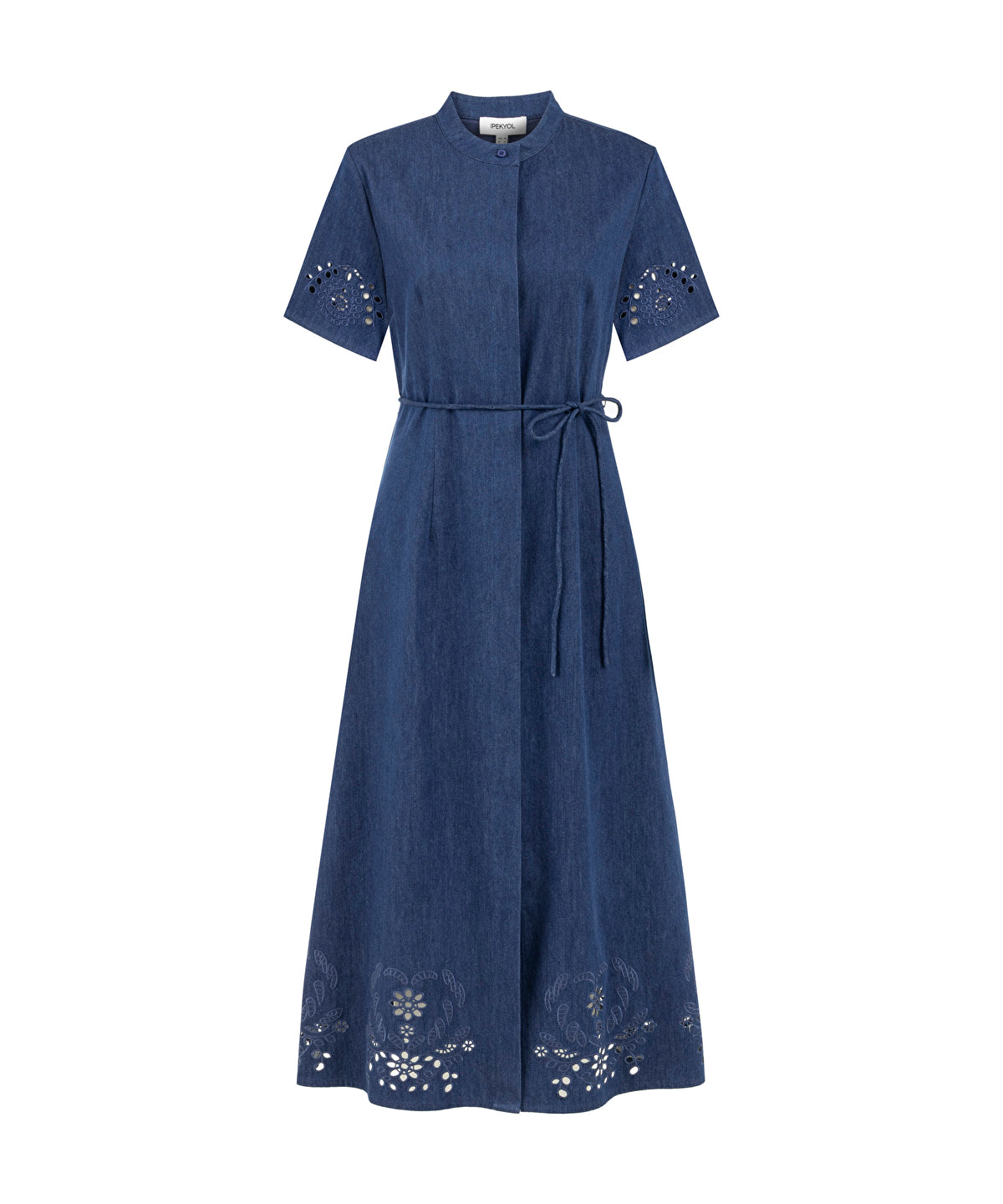 Contrast Trim Denim Shirt Dress