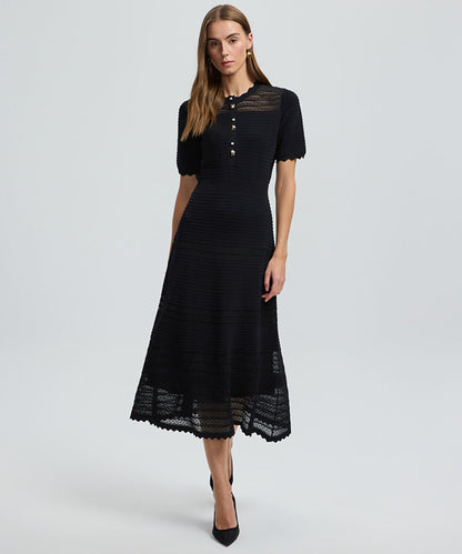 Knit Dress with Decorative Buttons