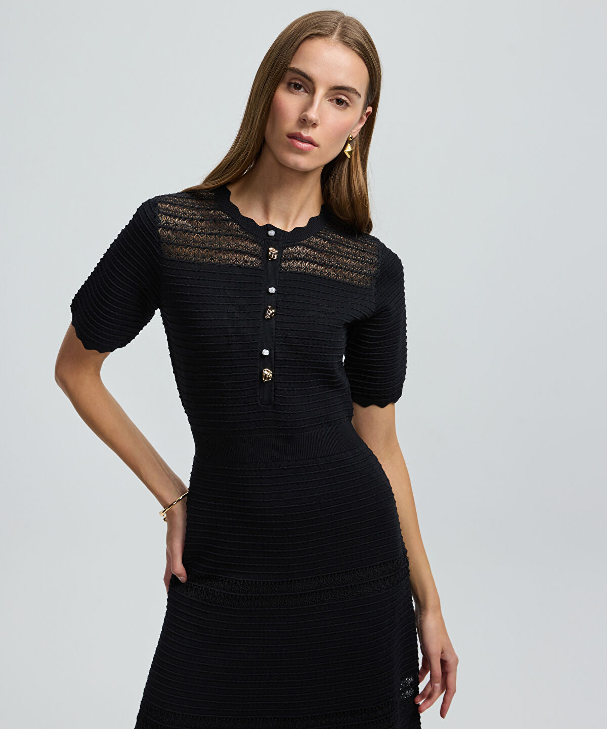 Knit Dress with Decorative Buttons