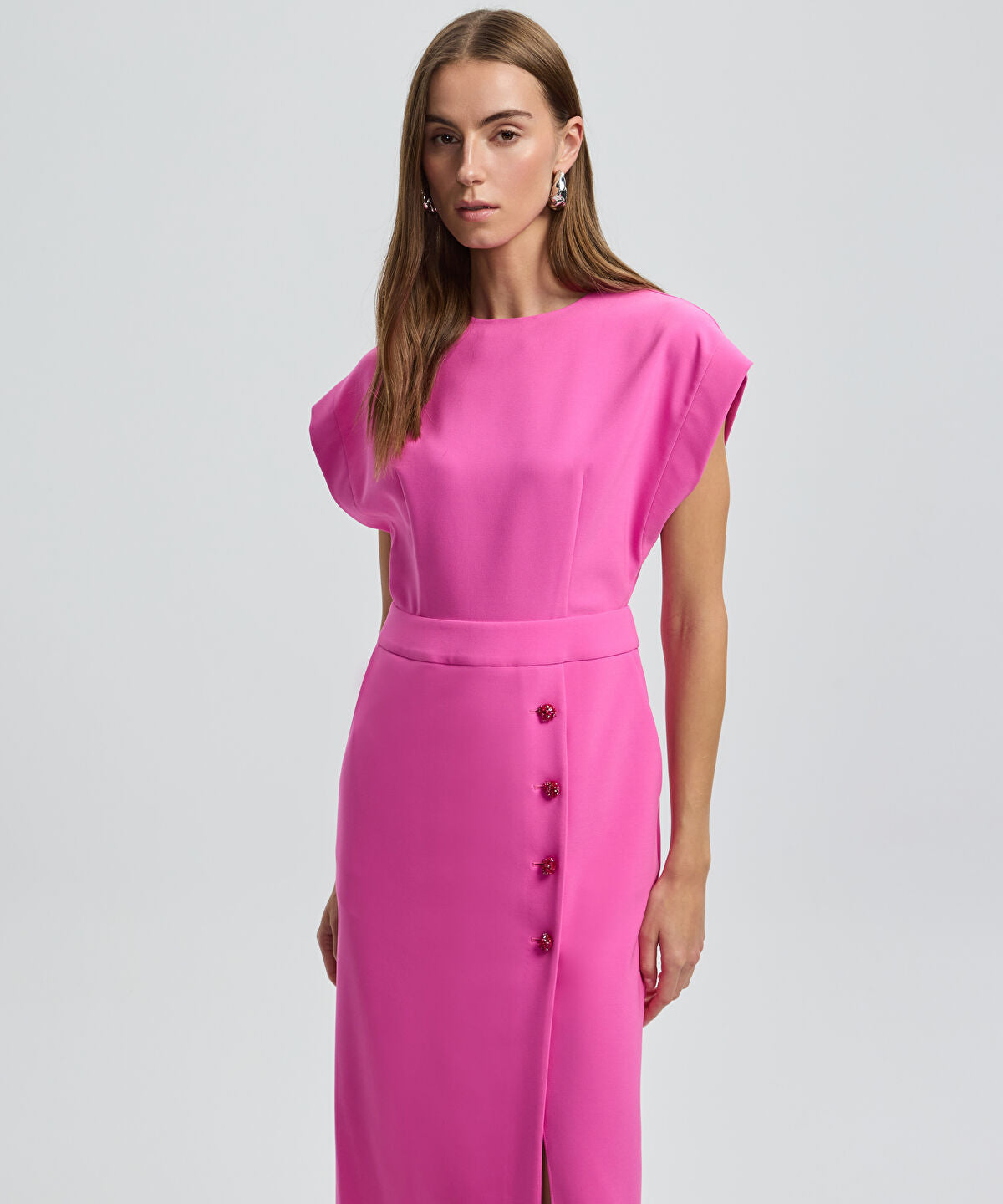 Zoomed Crystal Button Dress