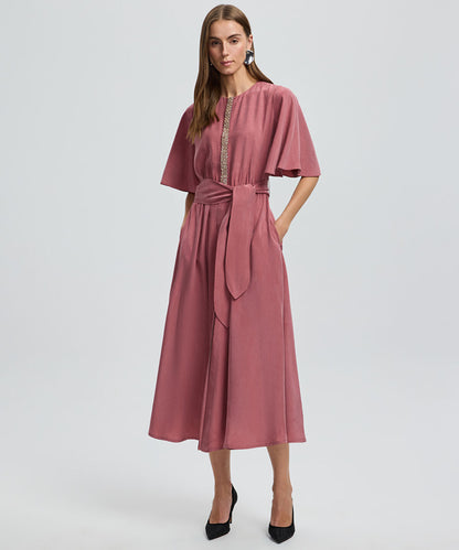 Embroidered Cupro Dress