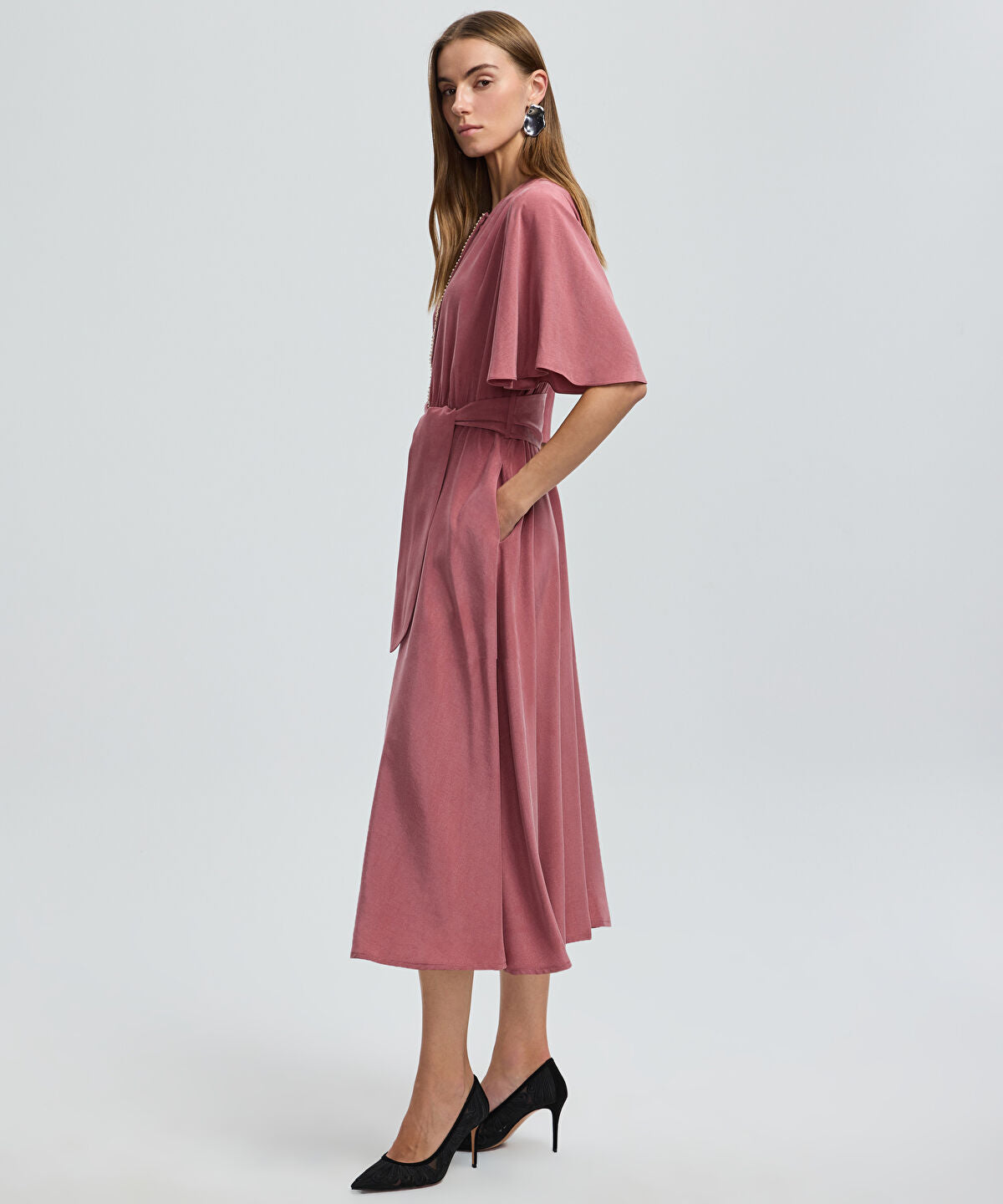 Zoomed Embroidered Cupro Dress