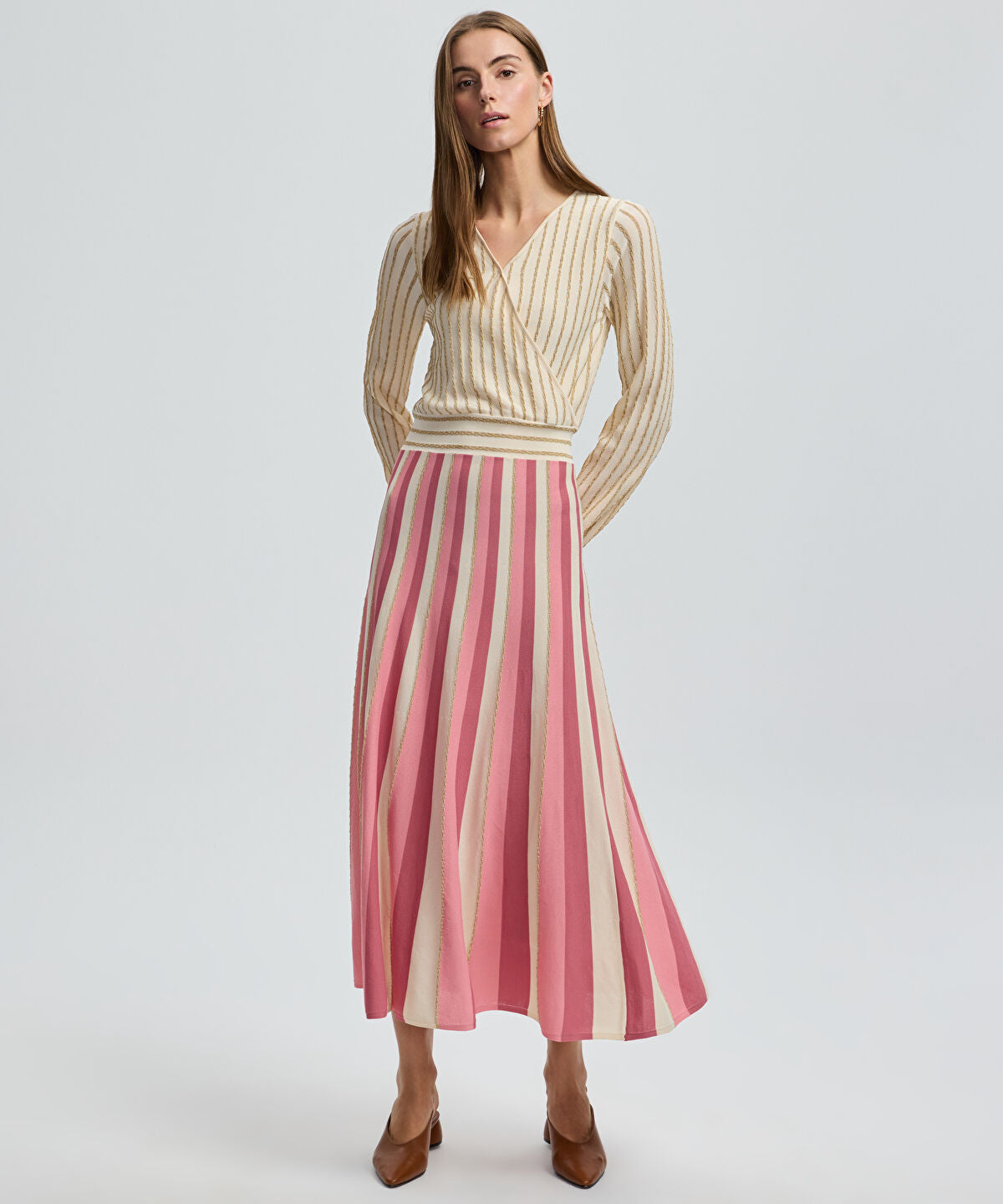Zoomed Color-Block Lurex Knit Dress