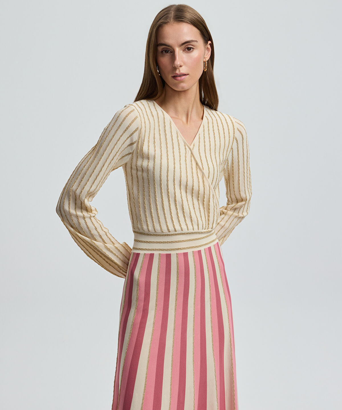 Color-Block Lurex Knit Dress
