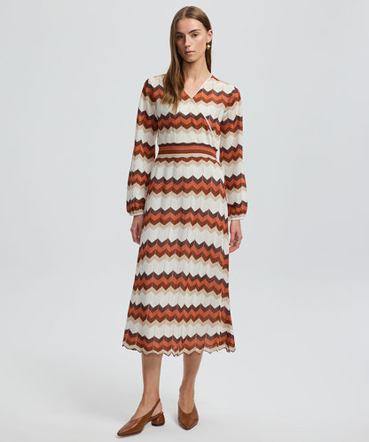 Color-Block Knit Wrap Dress