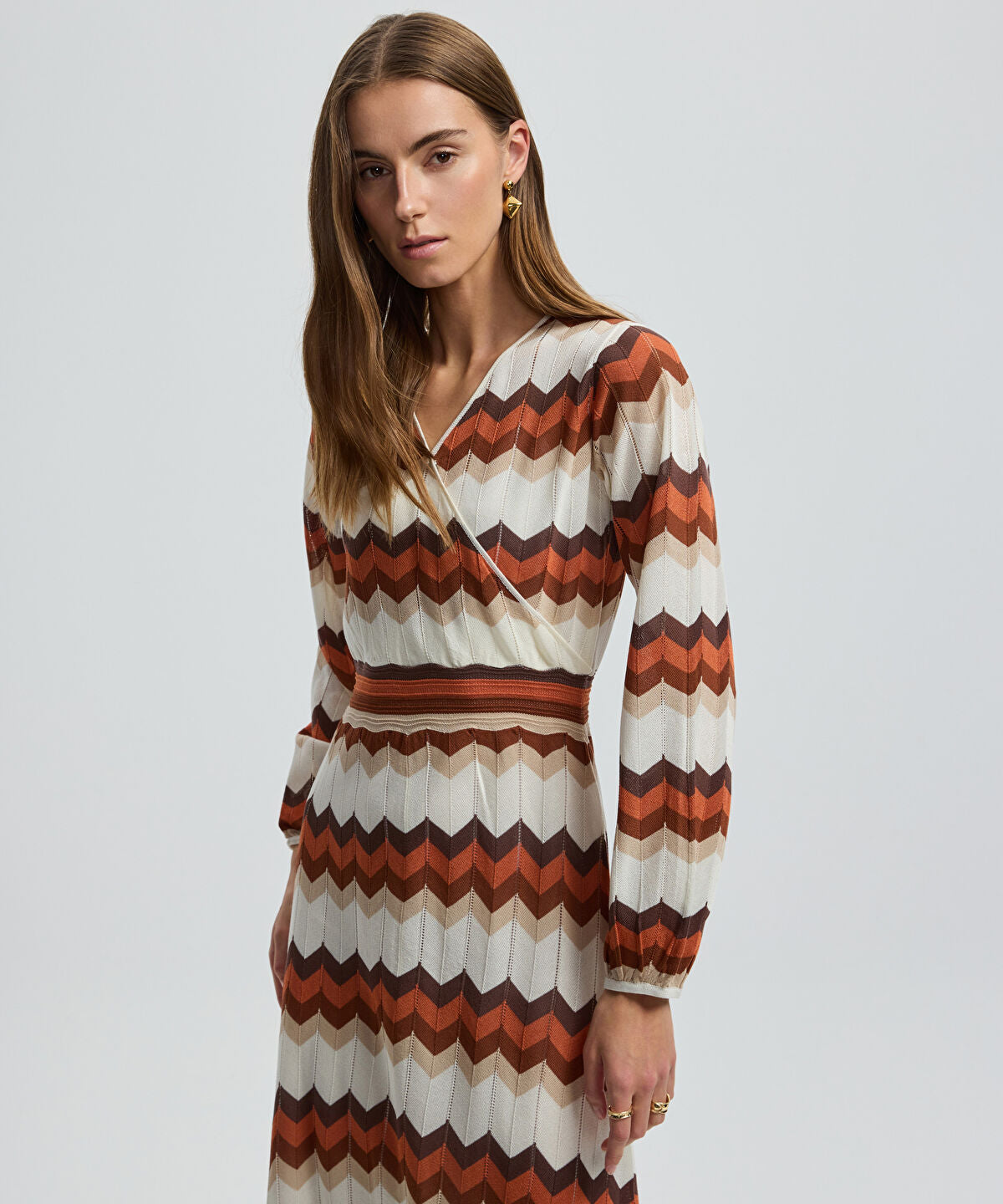 Zoomed Color-Block Knit Wrap Dress