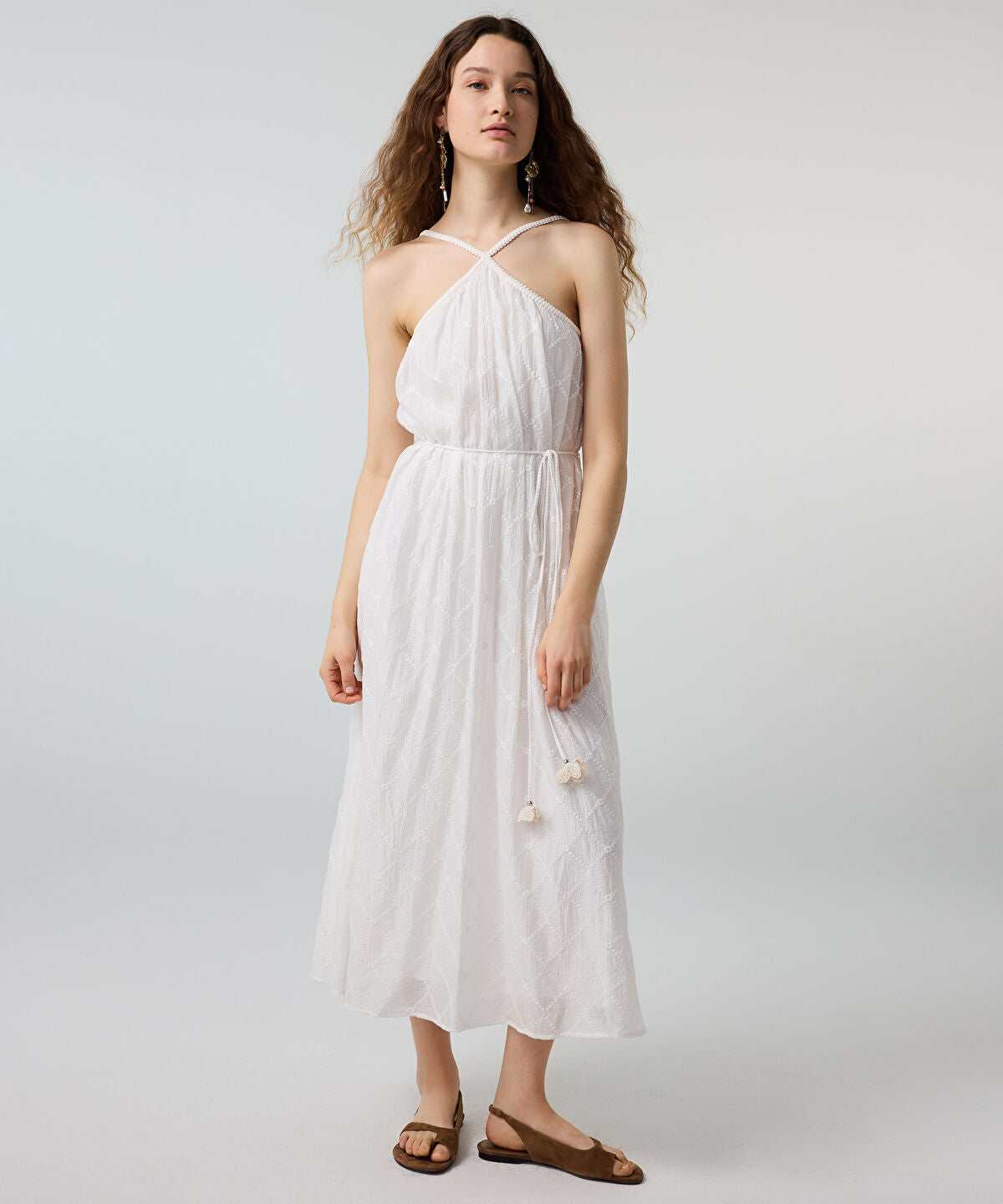 Embroidered Halter Dress