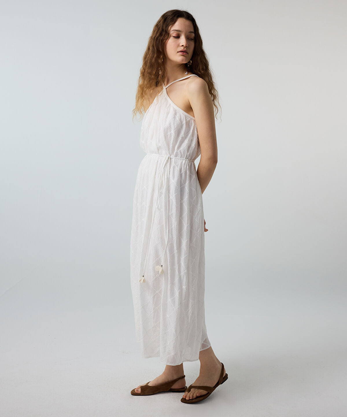 Embroidered Halter Dress