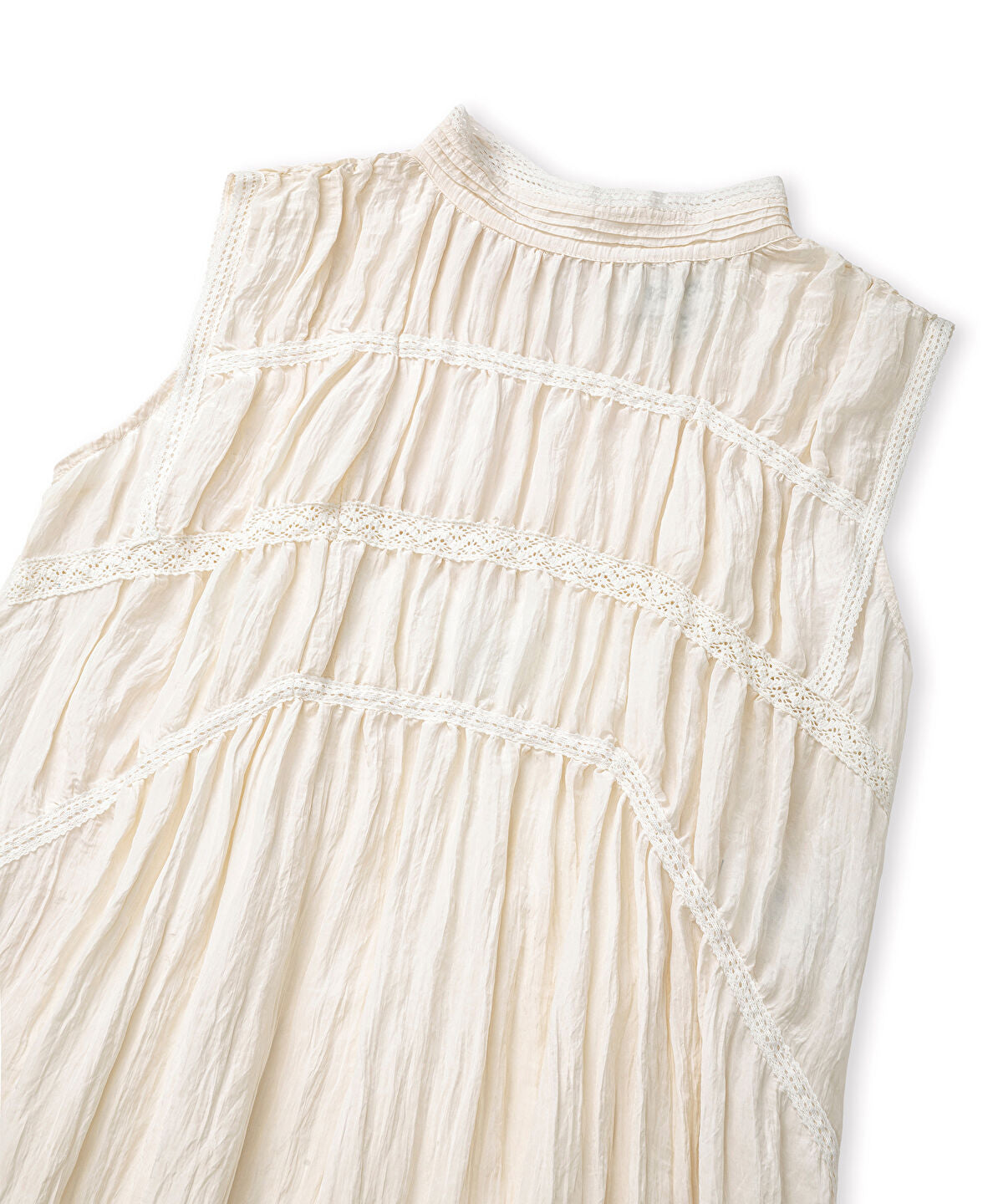 Zoomed Crinkled Lace-Trim Midi Dress