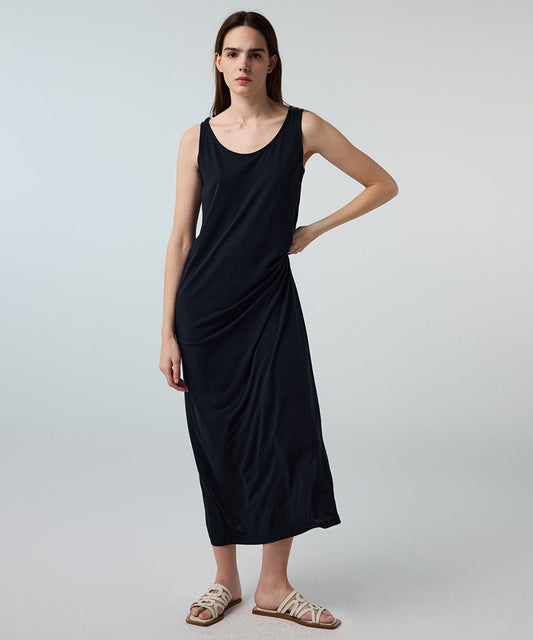 Scarf-Detailed Cupro Dress