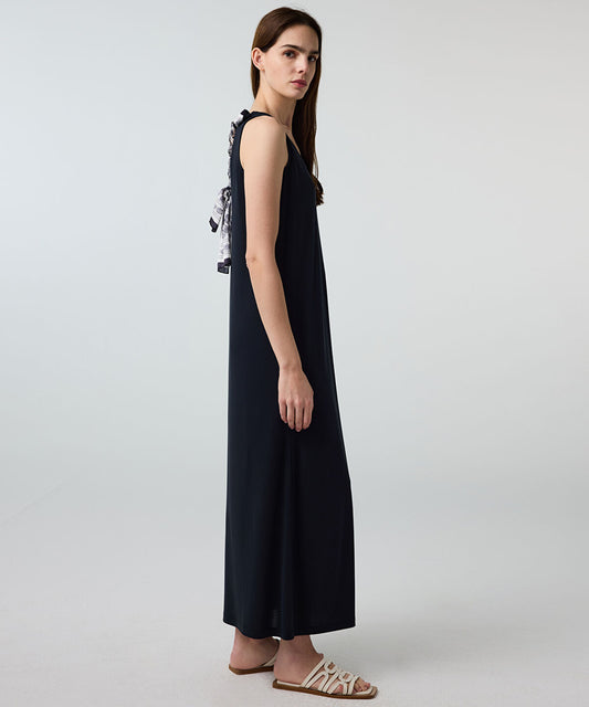 Scarf-Detailed Cupro Dress