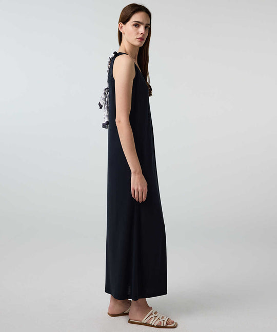 Scarf-Detailed Cupro Dress