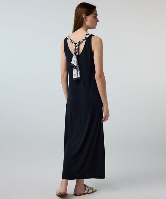 Scarf-Detailed Cupro Dress