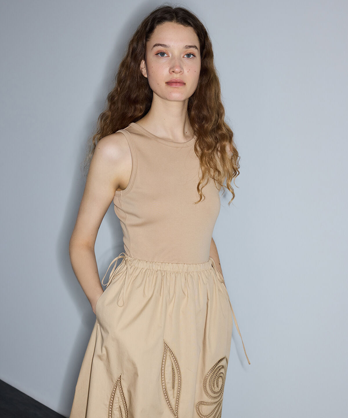 Zoomed Mixed-Media Embroidered Dress