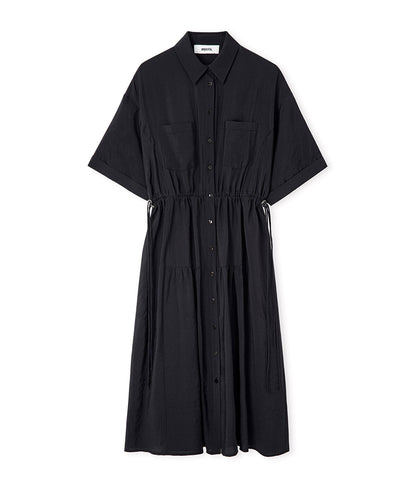 Adjustable Cinch-Waist Shirt Dress