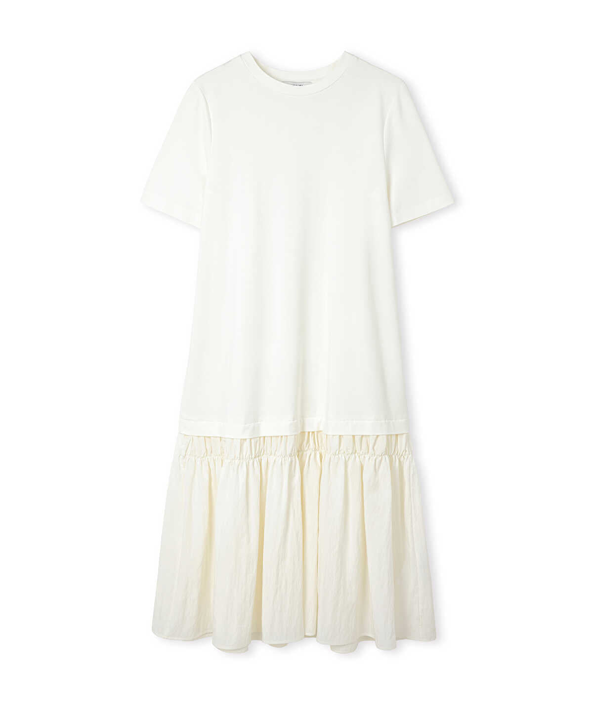 Mixed-Media Ruffled Midi Dress