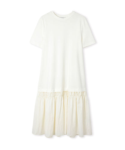 Mixed-Media Ruffled Midi Dress