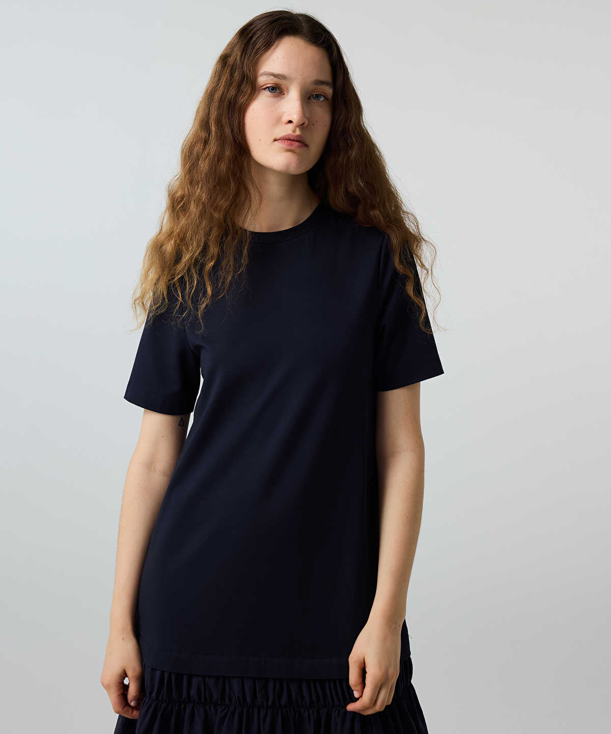 Mixed-Media Ruffled Midi Dress