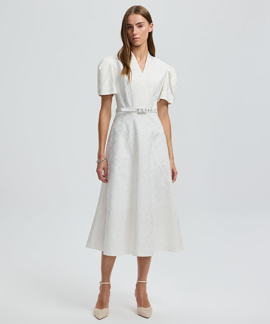 V-Neck Jacquard Dress