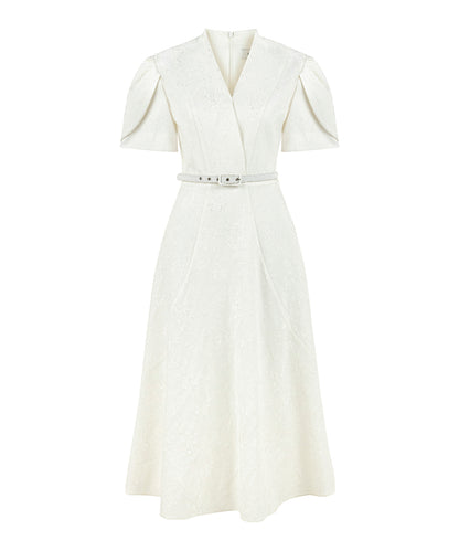 V-Neck Jacquard Dress