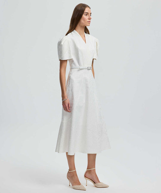V-Neck Jacquard Dress