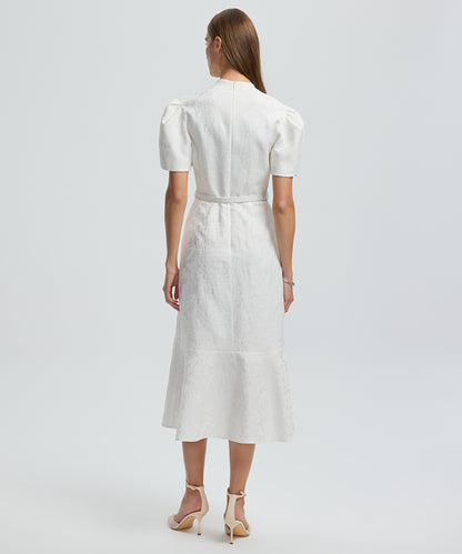 V-Neck Jacquard Dress